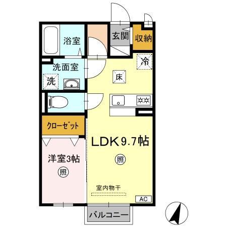 セジュール瀬戸下A棟(1LDK/1階)の間取り写真