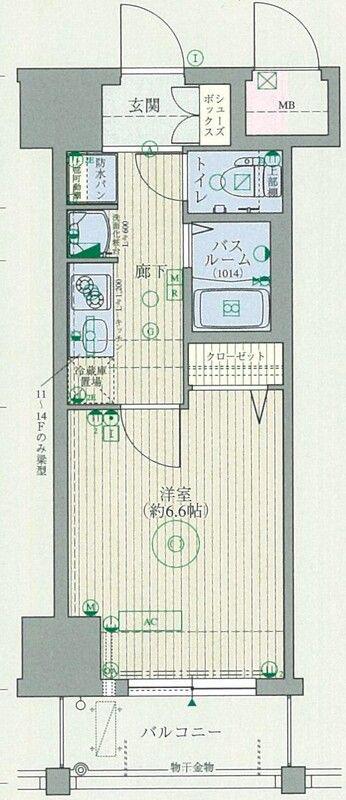 エステムコート博多祇園ツインタワー2(1K/6階)の間取り写真