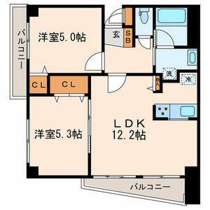 ヒルコート西馬込(2LDK/3階)の間取り写真