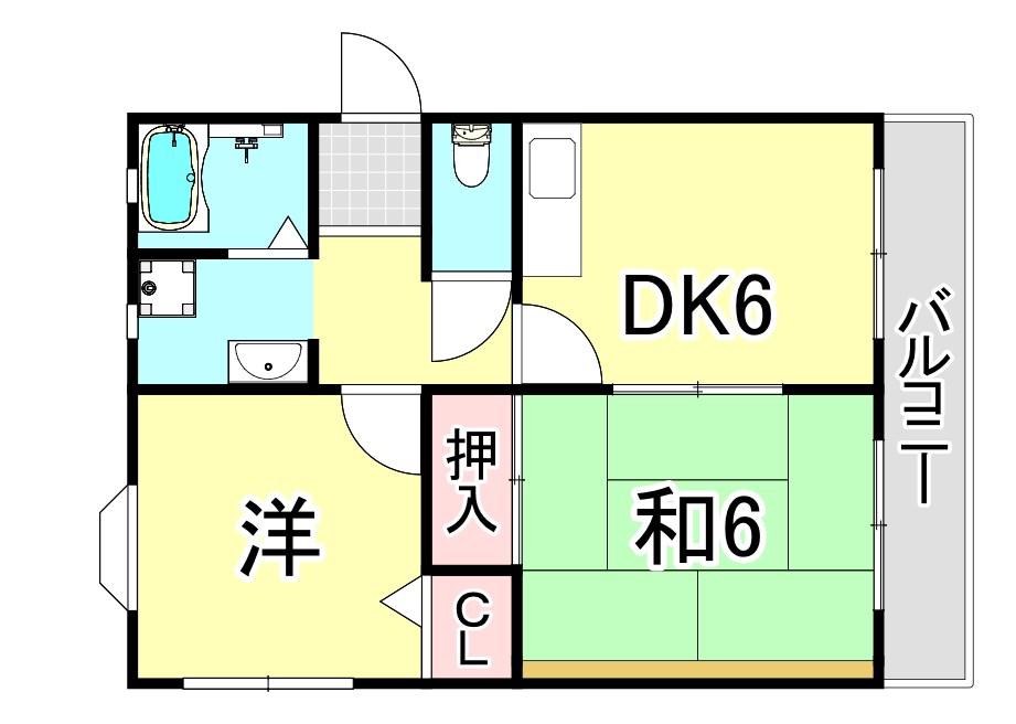 ツインティ木本(2DK/3階)の間取り写真