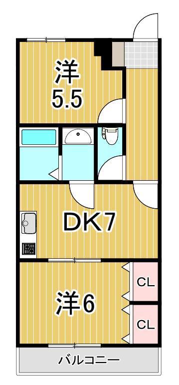 サンヴァレイプラザ(2DK/2階)の間取り写真