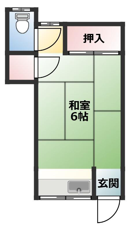 澤田荘(ワンルーム/2階)の間取り写真