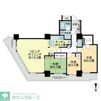 リベーラガーデンJ棟イーストタワー(3LDK/18階)の間取り写真