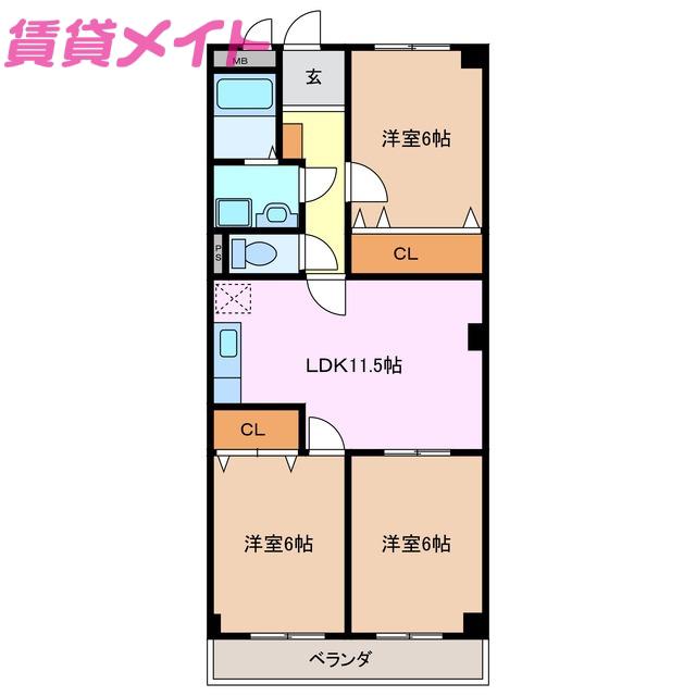 フロンティア21(3LDK/3階)の間取り写真