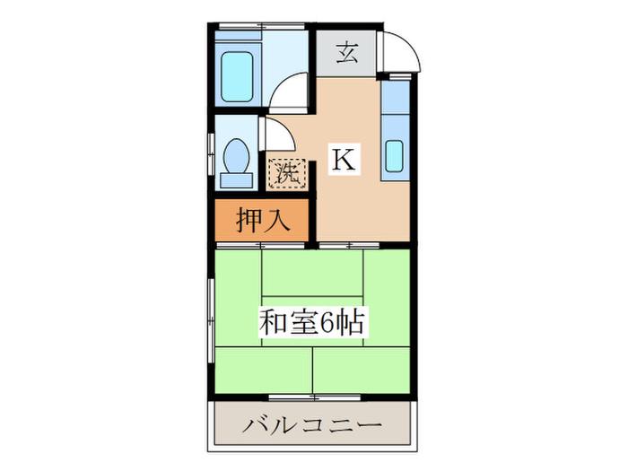 志賀コーポ(1K/2階)の間取り写真