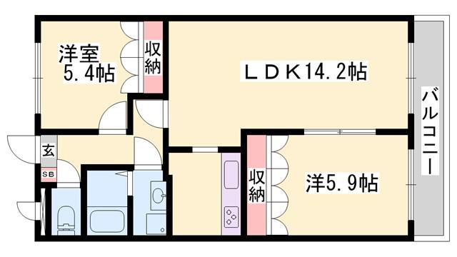 グランパークス(2LDK/2階)の間取り写真