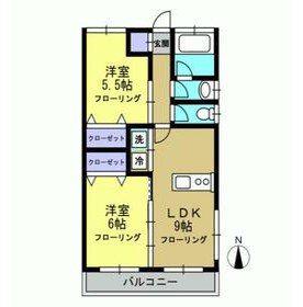 クローバー今川(2LDK/3階)の間取り写真