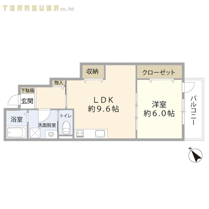 RUI城南II(1LDK/1階)の間取り写真
