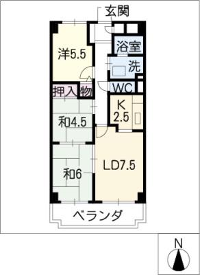 ヒルトップ藤ヶ丘(3LDK/6階)の間取り写真