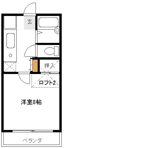 千謡ハイツ(1K/2階)の間取り写真