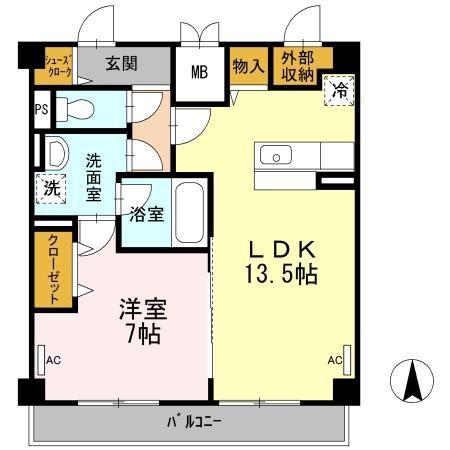 田町ガーデンハイツ(1LDK/5階)の間取り写真