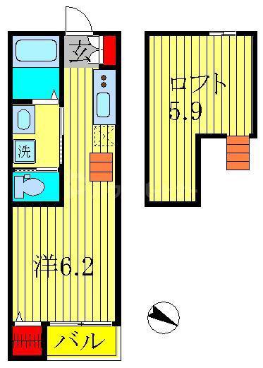 フェイストハイツ(ワンルーム/2階)の間取り写真