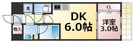オリエンテム(1DK/7階)の間取り写真