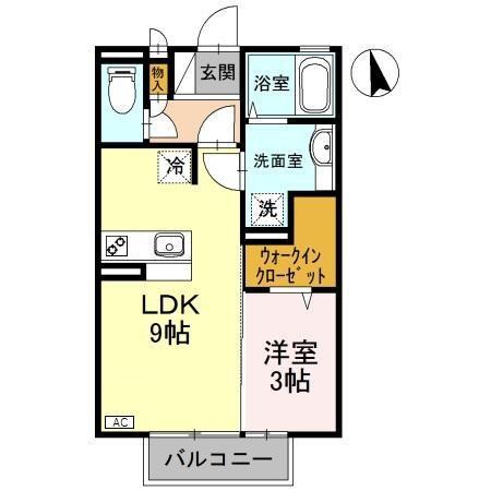 モナリエ大泉(1LDK/2階)の間取り写真