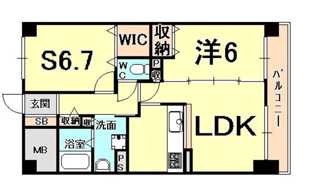 コモド西宮(1SLDK/10階)の間取り写真