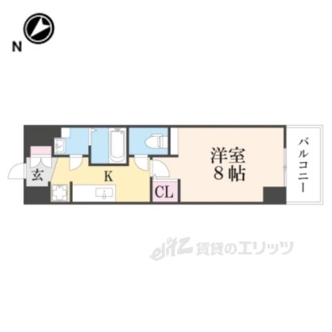 KDXレジデンス南草津(1K/4階)の間取り写真