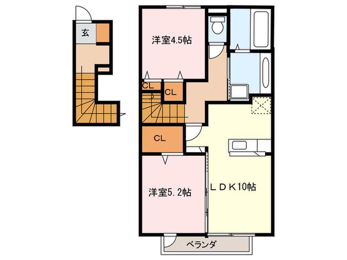 ブランシュネージュモリ(2LDK/2階)の間取り写真