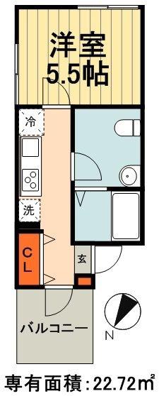 FLEUR CHIBA (1K/1階)の間取り写真