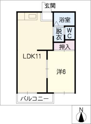 フォーブル佐屋(1LDK/1階)の間取り写真