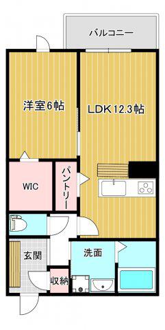 FLOWER COURT(1LDK/1階)の間取り写真