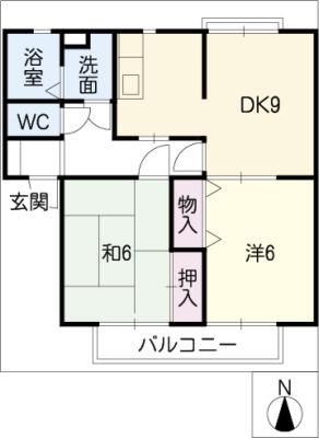 クエルカス(2DK/2階)の間取り写真