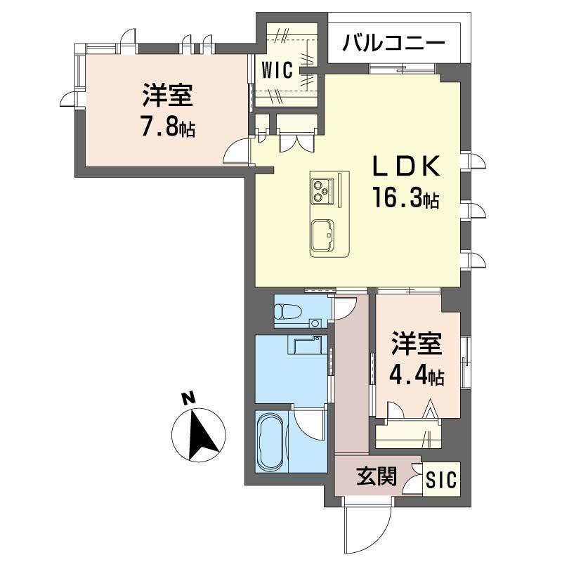 アンムート戸越公園(2LDK/3階)の間取り写真