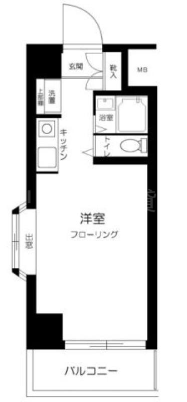 スカイノブレ川崎柳町(ワンルーム/9階)の間取り写真