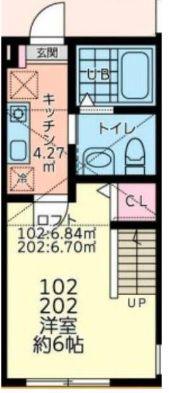 リベルテ相模原(1K/1階)の間取り写真