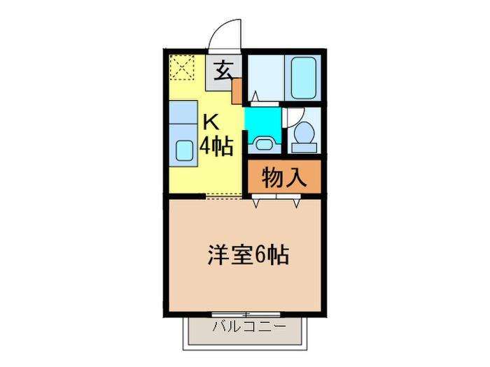 東ハイツ宝塚(1K/2階)の間取り写真