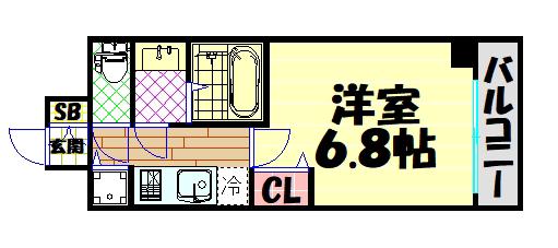 プレサンス難波ラフィーネ(1K/9階)の間取り写真