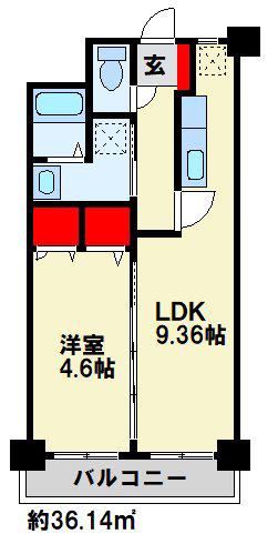 メディアパークII(1LDK/5階)の間取り写真
