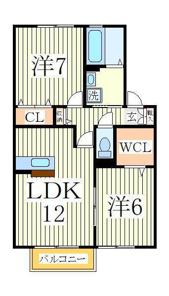 メルベーユ西白井(2LDK/2階)の間取り写真