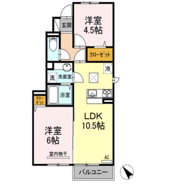 イーストミレニアム(2LDK/1階)の間取り写真