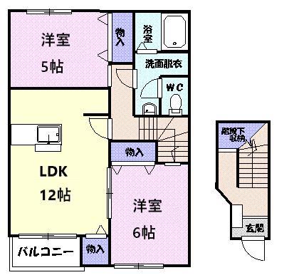 パルテールB(2LDK/2階)の間取り写真