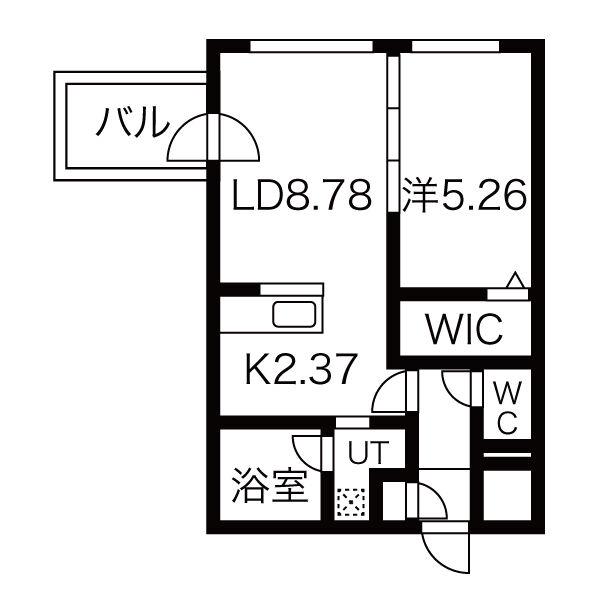 シンシア北8条(1LDK/3階)の間取り写真