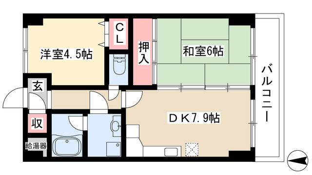 シェマリー香南(2DK/4階)の間取り写真