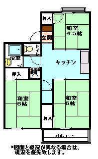 シマミハイツ(3DK/2階)の間取り写真