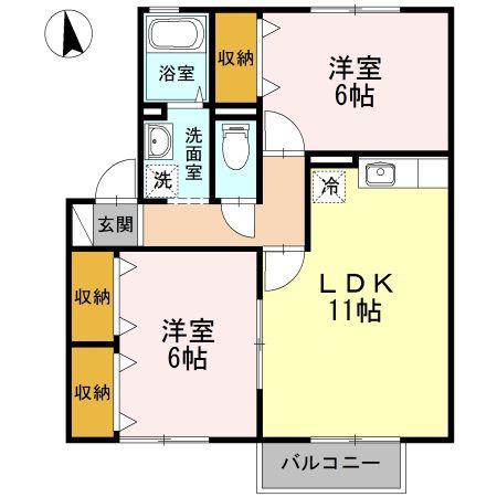 セジュールT・T(2LDK/1階)の間取り写真