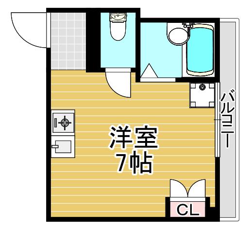 スカイビルI(ワンルーム/5階)の間取り写真
