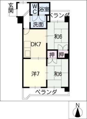 JPC北方高屋ビル(3DK/2階)の間取り写真