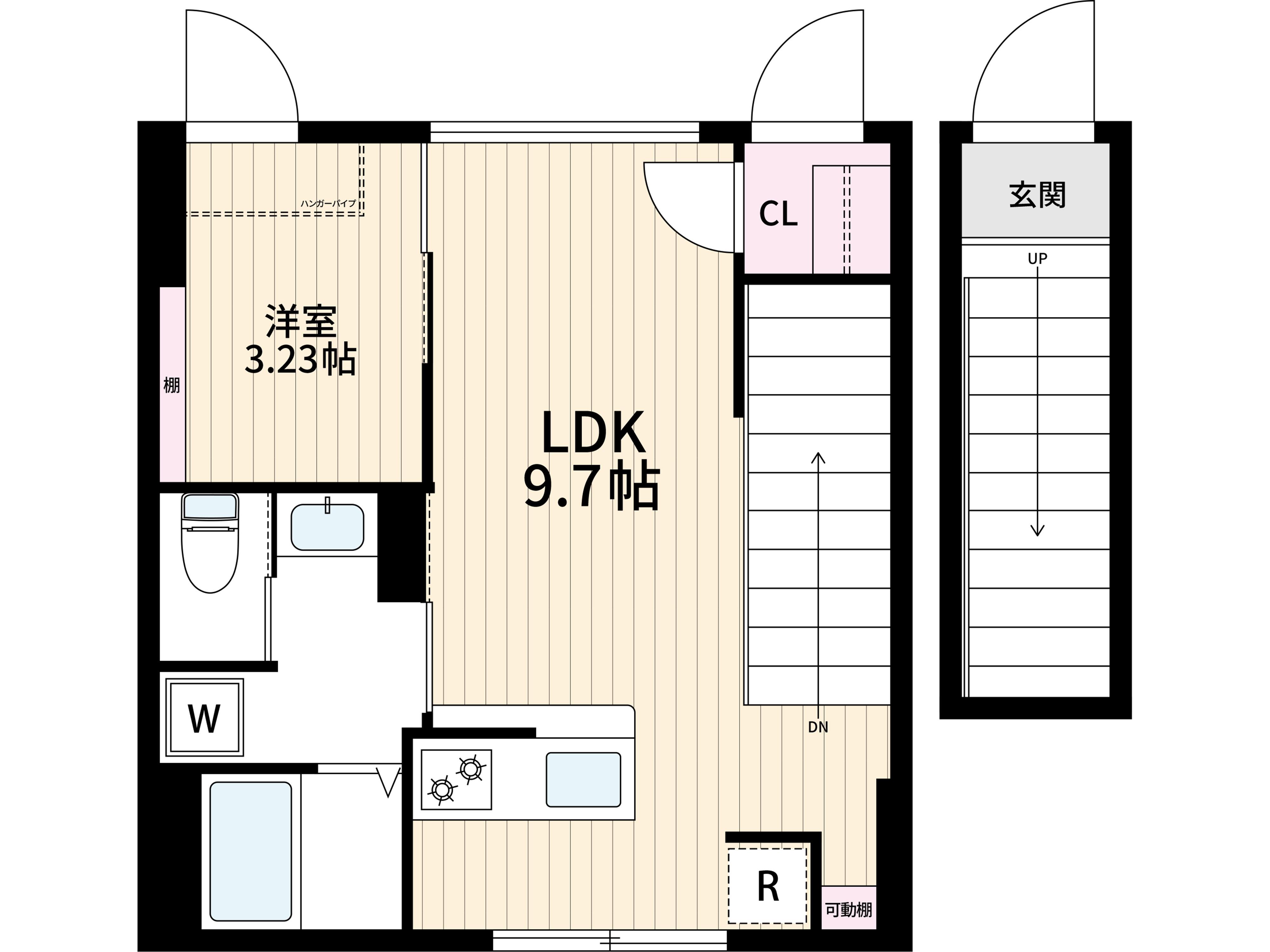 三軒茶屋ヒルズ(1LDK/2階)の間取り写真