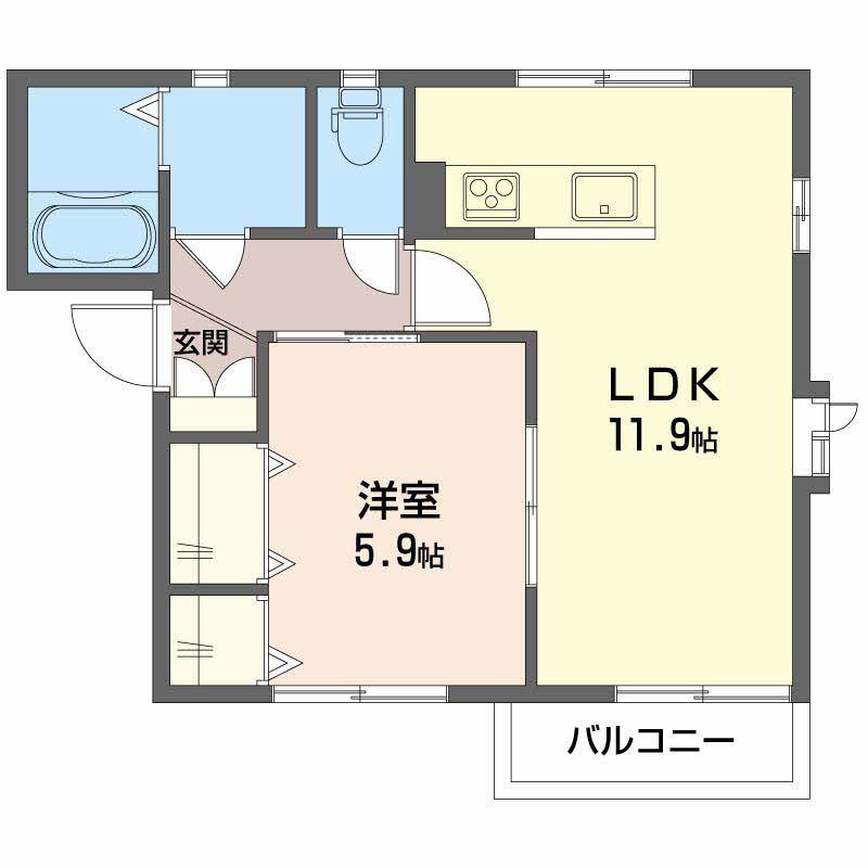 パルティールT(1LDK/2階)の間取り写真