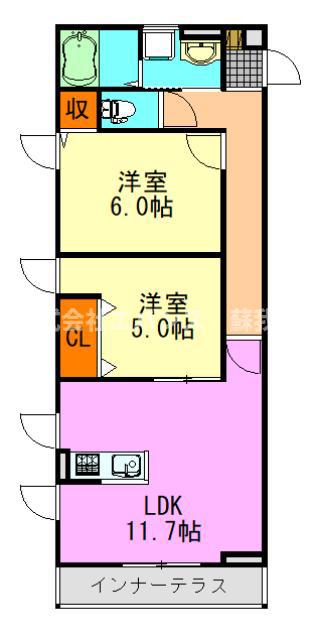 サイエンスコート(2LDK/1階)の間取り写真