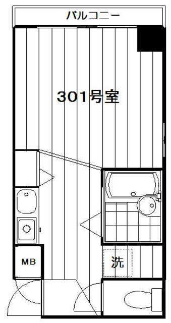 グルージャ加藤(ワンルーム/3階)の間取り写真