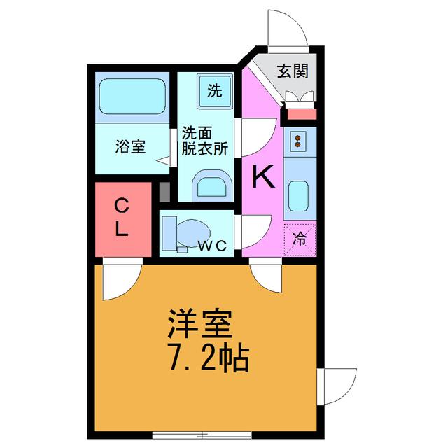 ベリエ綾瀬(1K/2階)の間取り写真