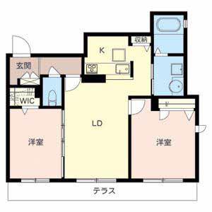 シャーメゾン沙羅(2LDK/1階)の間取り写真