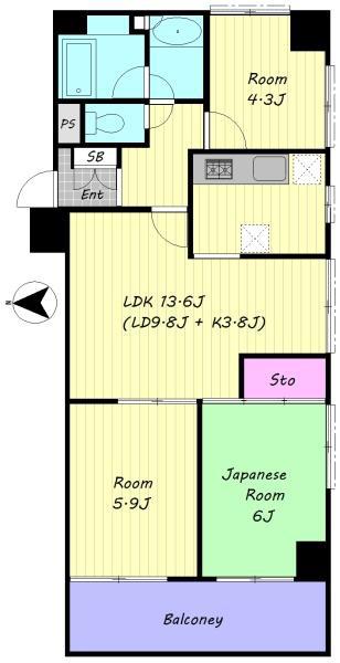 ロイヤルコート飛鳥山(3LDK/4階)の間取り写真
