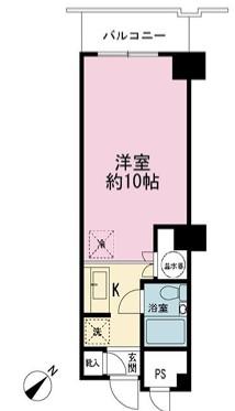 築地スカイレジテル(ワンルーム/4階)の間取り写真