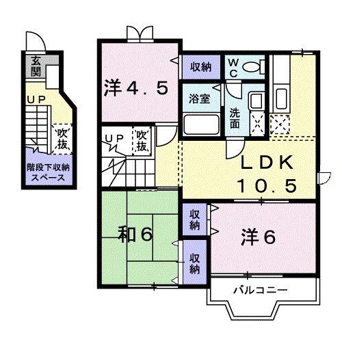 アンソレイユ CHIYO(3LDK/2階)の間取り写真