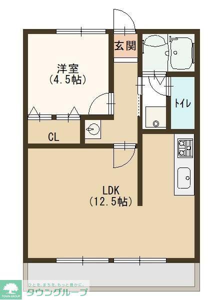 貸アパート 熊谷市上之(1LDK/2階)の間取り写真